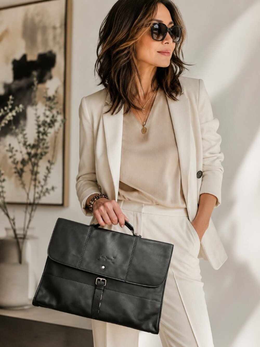 Vintage Cole Haan Executive Work Bag | Black Leather Briefcase